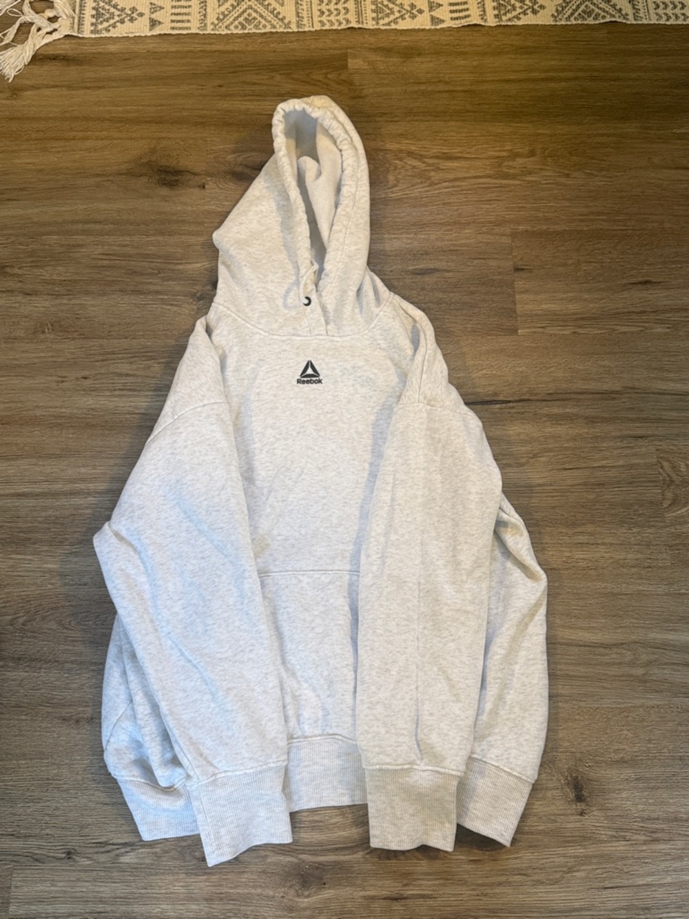 Reebok Heather Gray Pullover Hoodie with Small Logo